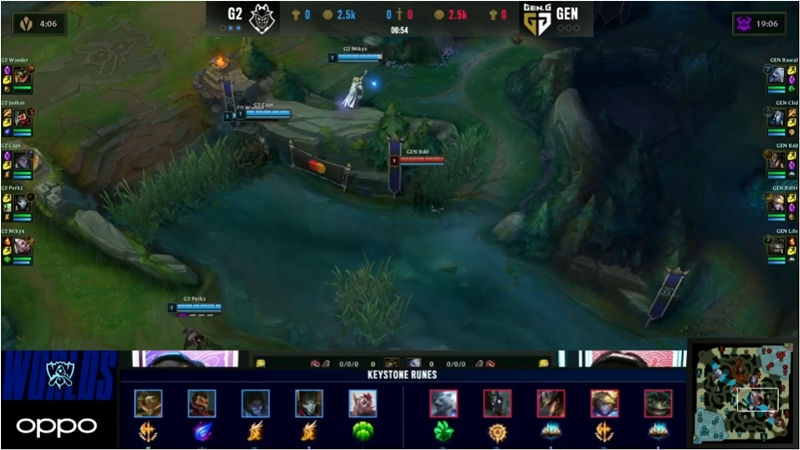 벤픽에서부터 시작되는 G2의 초반 인베이드 전략(사진=공식 중계화면 발췌).