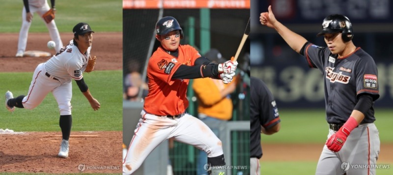 한화가 팀 체질 개선을 이유로 올시즌 주축선수로 활약했던 베테랑 11명을 방출했다. 오른쪽부터 최진행, 송광민, 안영명