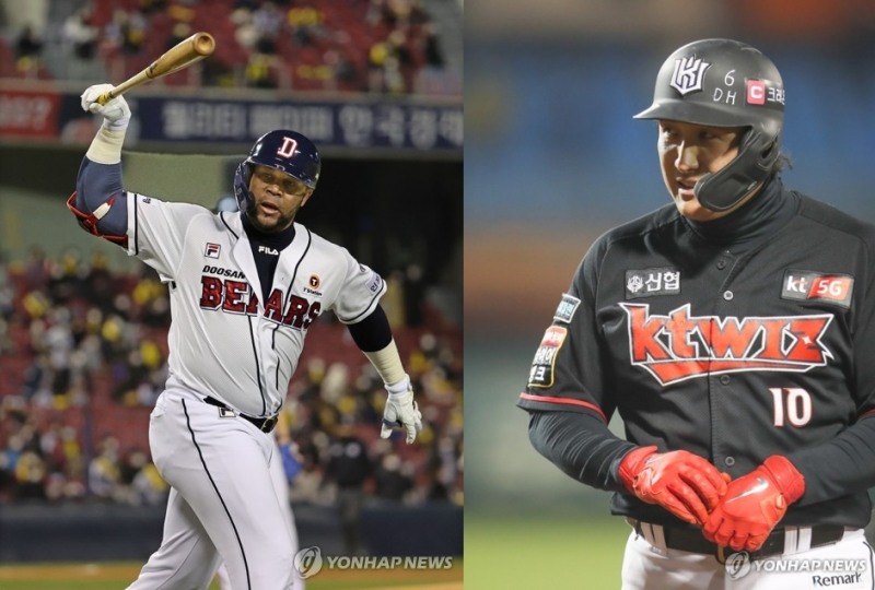 KT 선발 소형준에 가장 강한 모습을 보인 두산의 페르난데스(왼쪽)와 두산 선발 플렉센에 강했던 KT의 황재균