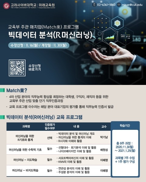 고려사이버대 미래교육원 ‘매치업 프로그램’ 교육과정 4기 수강생 모집