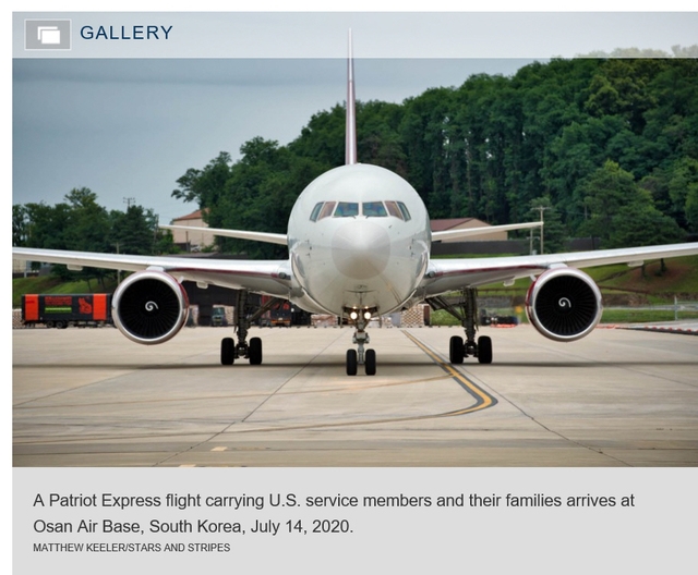 미군 전세기 패트리어트 익스프레스. 2020.10.22. (사진=성조지 홈페이지 캡처)