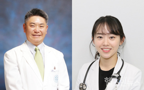 제주대학교병원제공,(왼쪽부터)이재천교수,고아라내과전공의