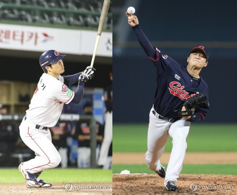 2대2 트레이드로 KT 유니폼을 입게된 박시영(오른쪽)과 신본기