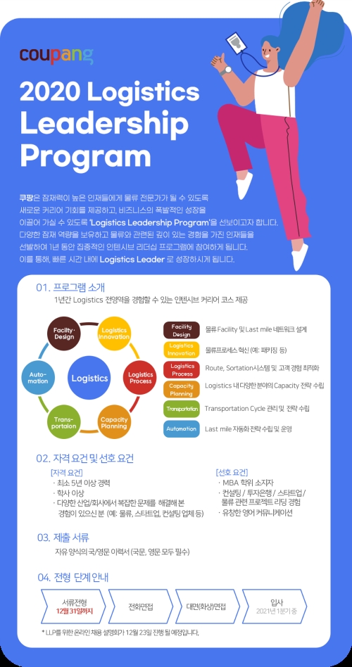 쿠팡, '로지스틱스 리더십 프로그램' 선봬... 이달 말 서류접수 마감