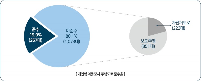 전동 킥보드 등 개인형 이동장치 이용자, 10명 중 6명은 보도 주행