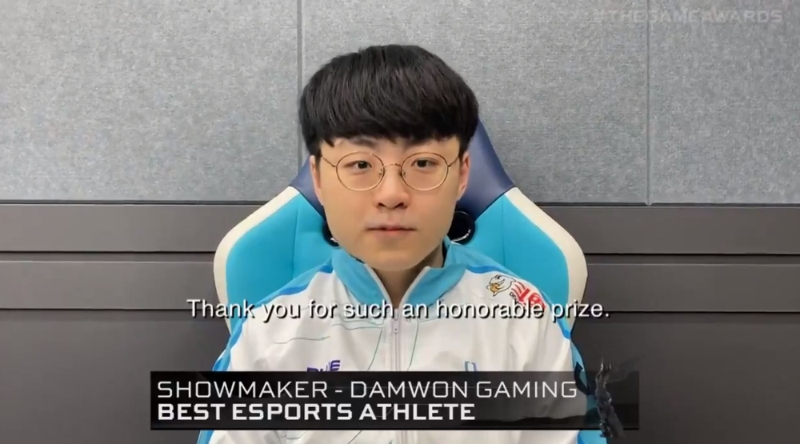 더 게임 어워드 2020 최고의 e스포츠 선수상을 받은 '허수' 쇼메이커(사진=더 게임 어워드 공식 SNS 발췌).