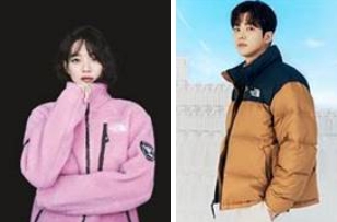 노스페이스 대표 친환경 제품인 ‘리모 플리스 재킷(좌, 신민아)’과 ‘1996 에코 눕시 재킷(우, 로운)’