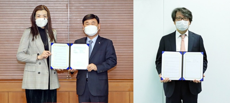 (왼쪽부터) ㈜한진 마케팅 총괄 조현민 전무, ㈜한진 노삼석 대표이사/카페24 이재석 대표이사