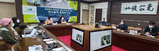 곡성군(군수 유근기)은 지역 재배 토란 우량품종 선발 및 생산력 검정 용역결과보고회를 개최했다/사진=곡성군