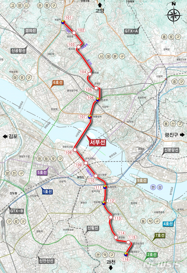 서울시의 서부선 노선도. (사진=서울시 제공)