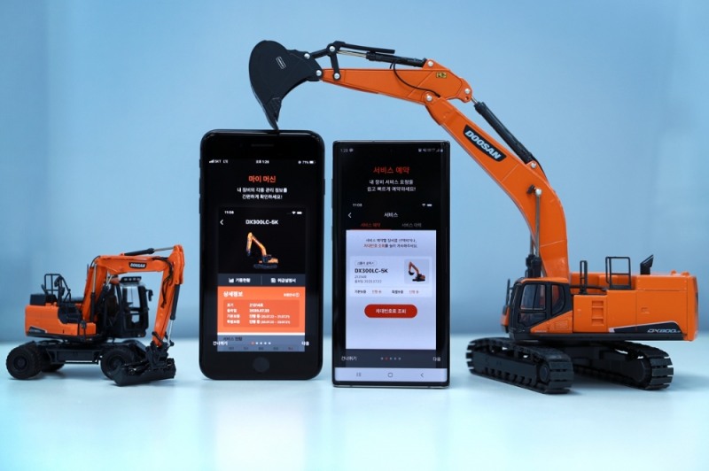 두산인프라코어가 건설장비 구매·운영에서 폐차까지 전과정 관리가 가능한 스마트폰 앱 ‘MY DI’를 출시했다. 사진은 ‘MY DI’ 구동 화면 모습.
