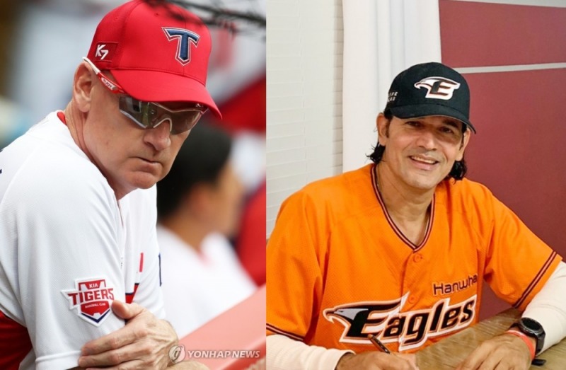 KIA 윌리엄스 감독(왼쪽)과 한화 수베로 감독