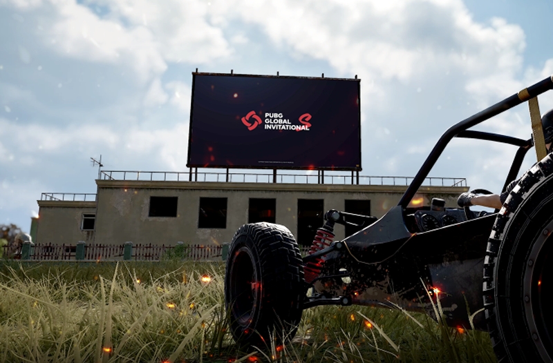 에란겔 지역에 설치된 스트리밍 전광판(사진=배틀그라운드 공식 커뮤니티 발췌).