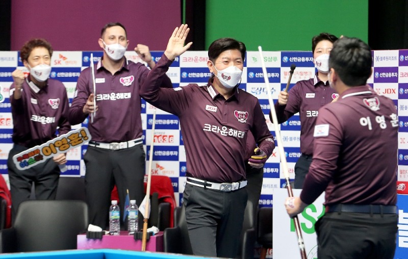 크라운, 블루원 잡고 탈꼴찌. 김재근 막판 2승- PBA팀리그 5R