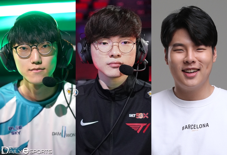 (왼쪽부터)'너구리' 장하권, '페이커' 이상혁, 문호준.
