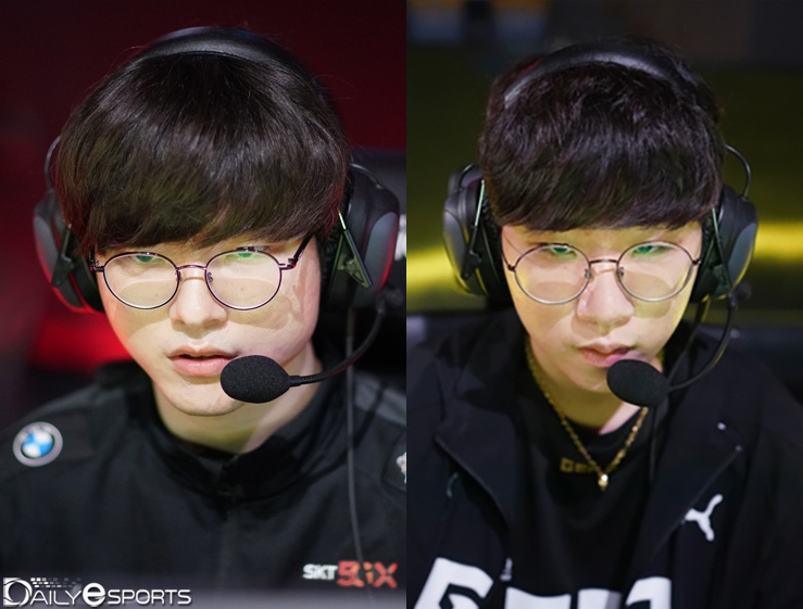 T1을 대표하는 '페이커' 이상혁(왼쪽)과 젠지 e스포츠의 프랜차이즈 스타 '룰러' 박재혁.