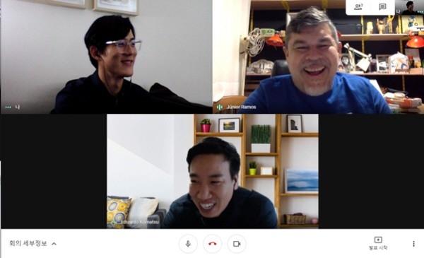 사진=QUADRANTE사의 Junior 대표와 화상미팅 중인 티쿤 브라질 법인 관계자들