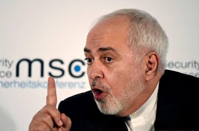 지난해 2월 15일(현지시간) 모하마드 자바드 자리프 이란 외무장관이 독일 뮌헨안보회의에서 발언 중인 모습.