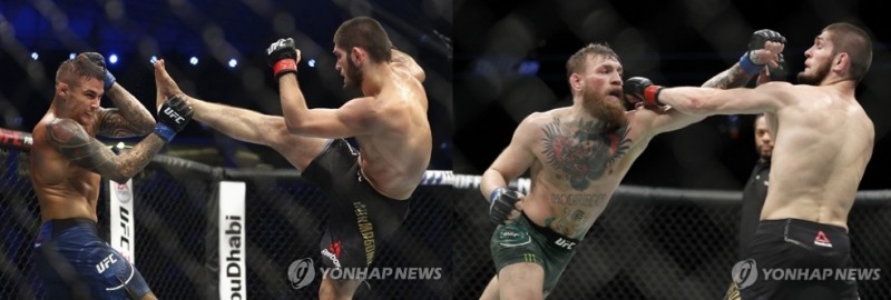 하빕과의 경기를 가진 포이리에(왼쪽)와 맥그리거.