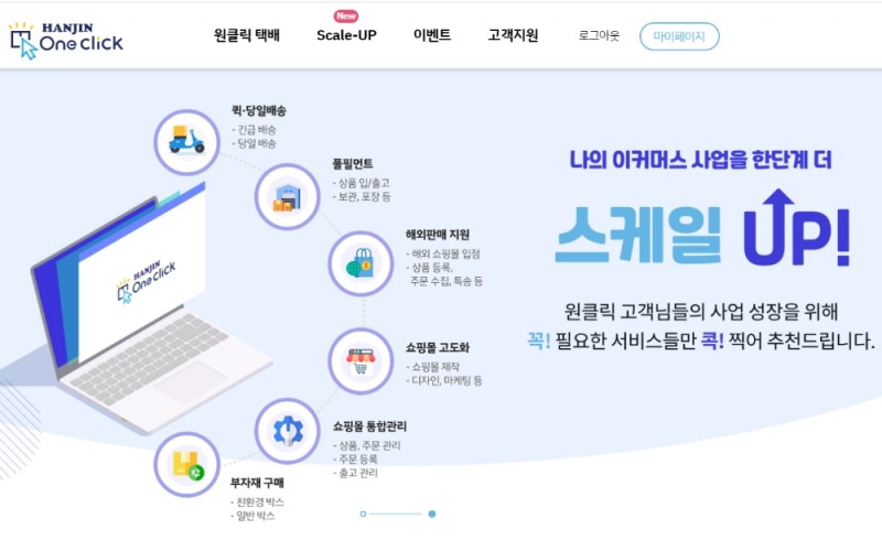 한진, 원클릭 ‘Scale-Up 서비스’ 론칭... 고객 이커머스 사업 성장 돕는다