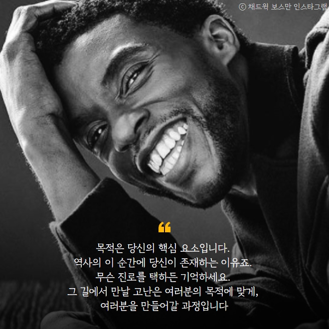 블랙팬서역으로 유명한 '채드윅 보스만'이 2018년 하워드 대학교 졸업 연설에서 남긴 말