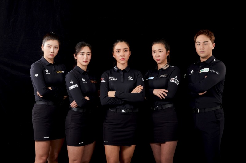 (왼쪽부터) 한진선, 이세희, 리디아고, 배경은, 이태훈 선수(사진=레노마 골프)