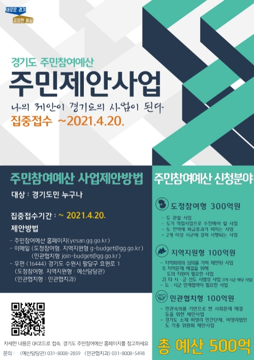 주민참여예산 주민제안사업 집중 접수 홍보 포스터