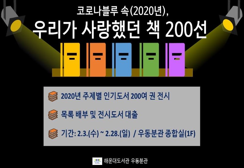 부산해운대도서관 우동분관 ,‘코로나 블루 속 우리가 사랑했던 책 200선’ 전시회 개최