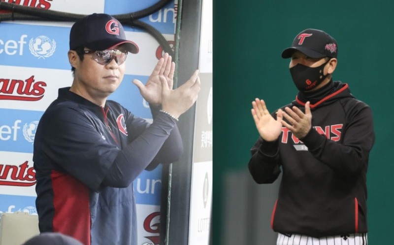 감독 2년차인 롯데 허문회 감독과 초보 감독인 LG 류지현 감독은 절친사이다.