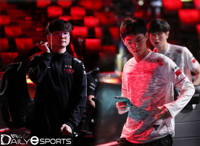 T1 '페이커' 이상혁(왼쪽)과 kt 롤스터 '유칼' 손우현.