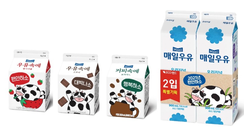 매일유업 우유속에 3종, 매일우유 2입 기획 흰 소 한정 패키지