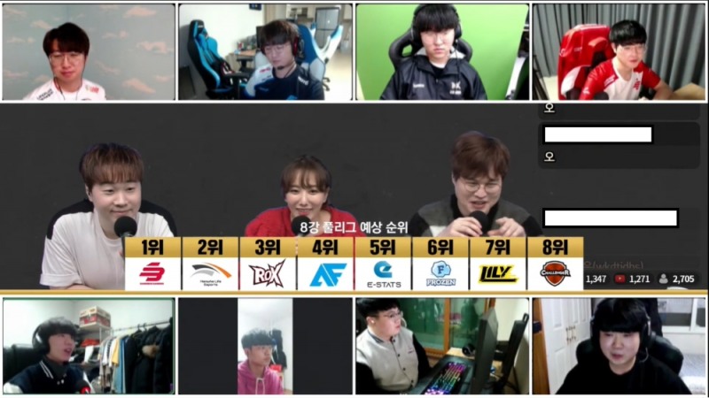 카트라이더 리그 2021 시즌1 8강 풀리그 예상 순위(라진=리그 소집일 중계 화면 캡처).