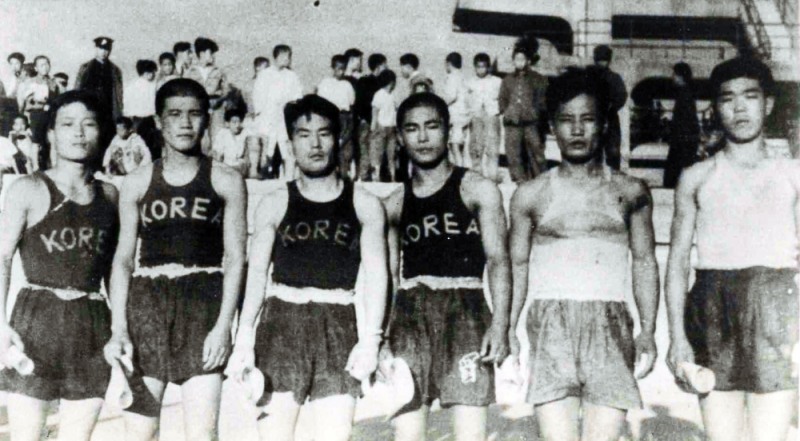1946년 제1회 전조선아마권투선수권대회에서 우승한 선수들.