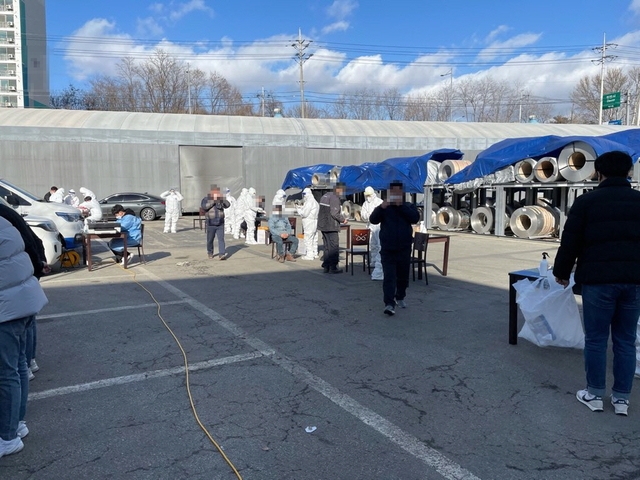 귀뚜라미 보일러 아산공장 내 만들어진 선별진료소 (사진=아산시 제공)