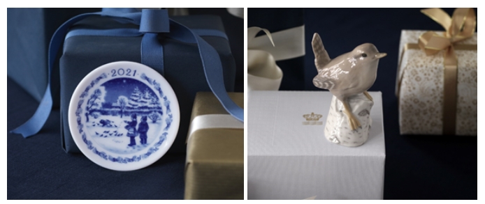 로얄코펜하겐 2021 컬렉터블 ‘플라켓’(왼쪽) & ‘피규린’(오른쪽) 연출 이미지