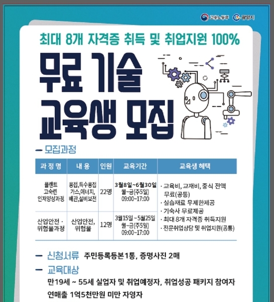 광양시 일자리 창출 지원사업 리플렛/사진=광양시