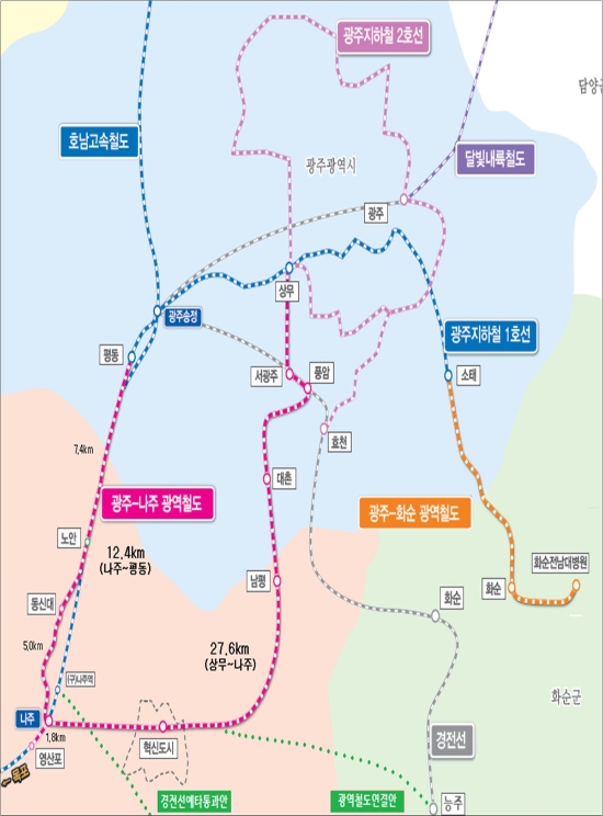 광주·나주·화순 광역철도 위치도./사진=전라남도