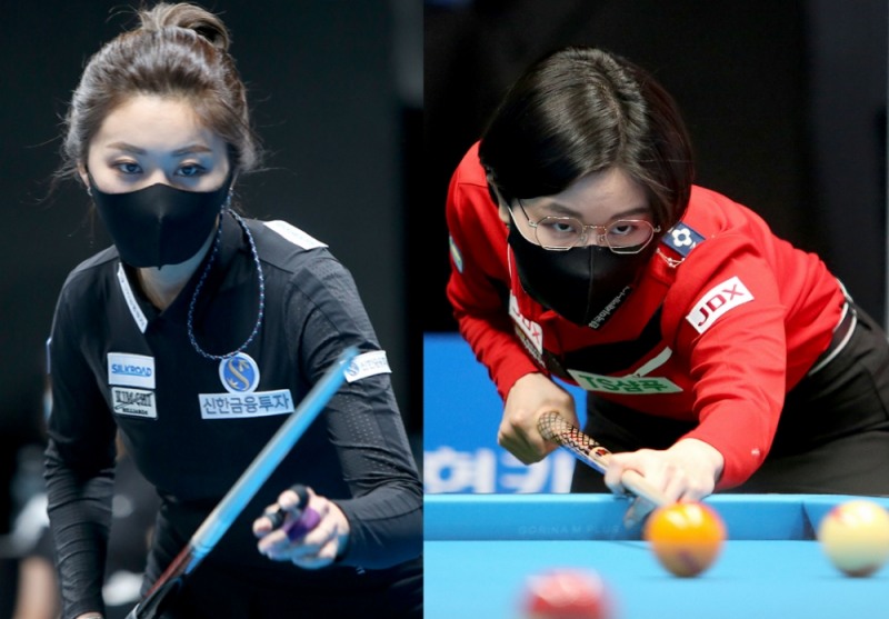 3전승 8강주자 김가영(왼쪽), 이미래(사진=PBA제공)