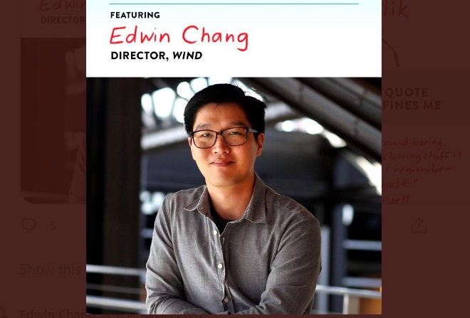 '윈드'를 연출한 에드윈 장 감독 / 사진제공=에드윈 장 트위터