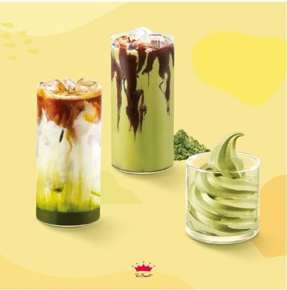 (좌측부터) 제주 말차 카페 라떼, 제주 말차 초콜릿 라떼, 제주 말차 아이스크림