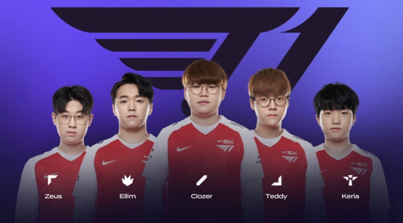 T1 선발 명단(사진=LCK 중계 화면 탭처).