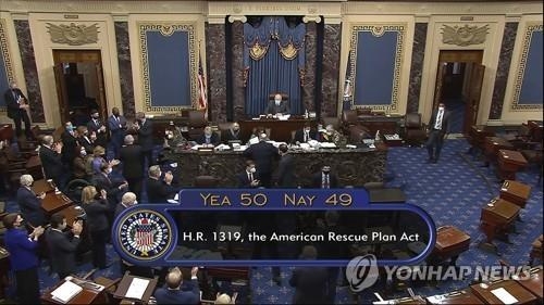 코로나19 부양법안을 통과시킨 미국 상원 / 사진제공=연합뉴스