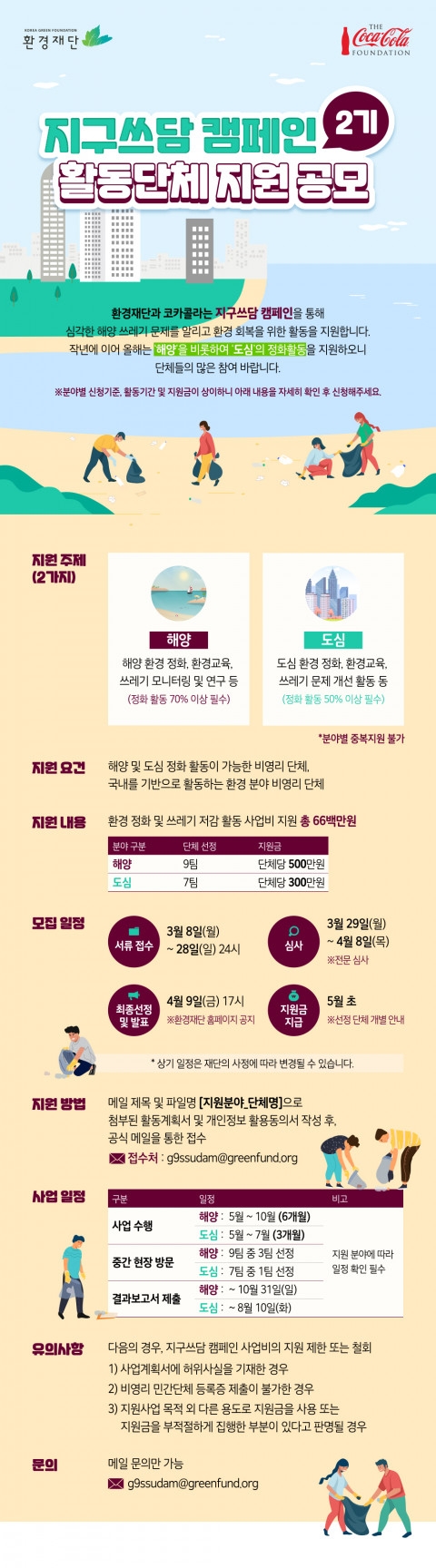 ‘지구쓰담 캠페인’ 환경 정화 활동단체 지원 공모 진행