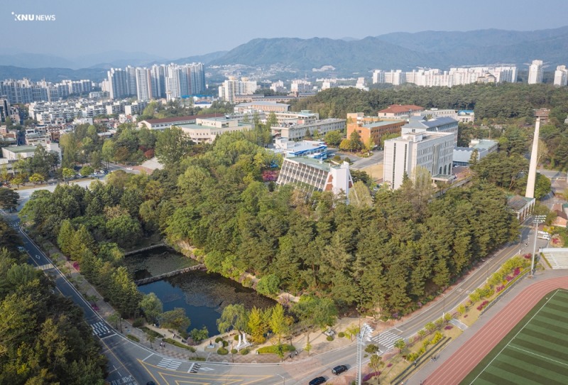 강원대학교 연적지와 본관 건물을 중심으로 한 전경. 사진=강원대학교