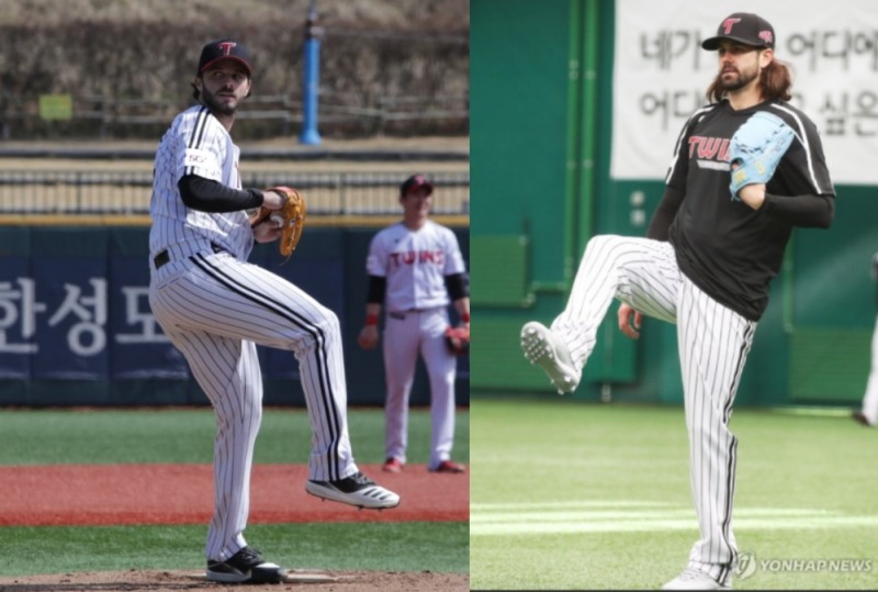 올시즌 가장 강력한 외국인투수 원투 펀치인 수아레즈(왼쪽)와 켈리