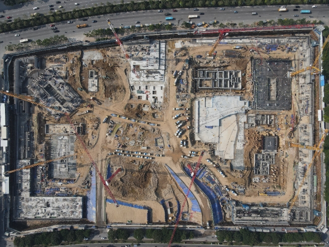 롯데몰 하노이 현장 기초공사 콘크리트 타설 전경