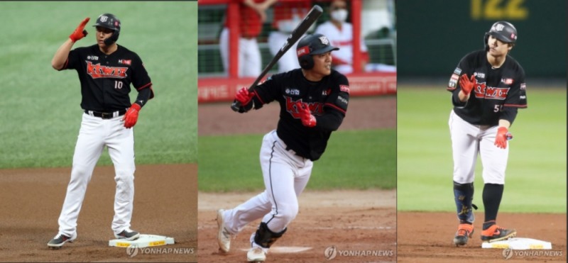 kt 타선을 이끄는 황재균(왼쪽), 조용호(가운데)와 강백호