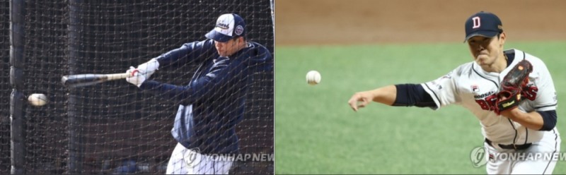 2021시즌 두산의 타격과 마운드의 핵심 역할을 해야 할 김재환(왼쪽)과 최현준