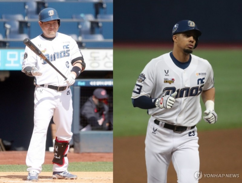 상하위타선에서 4번타자역할을 해 준 양의지(왼쪽)와 애런 알테어