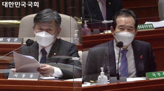 서동용 국회의원, 정세균 국무총리 간 질의 모습/사진=서동용 의원 사무실